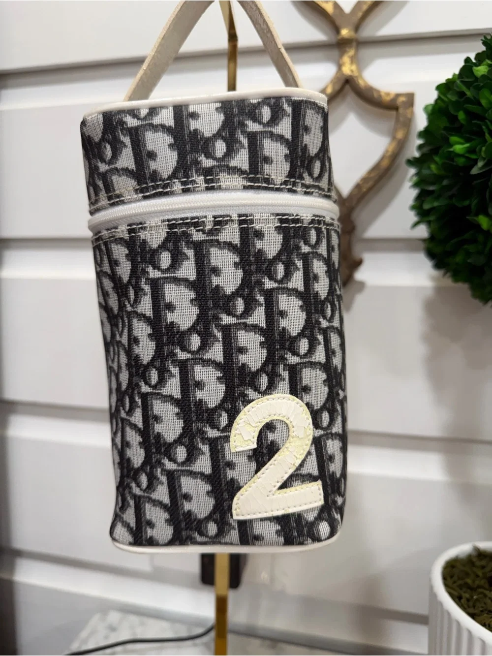 Dior Black and White Monogram Canvas Cosmetic Case with '2' Patch
